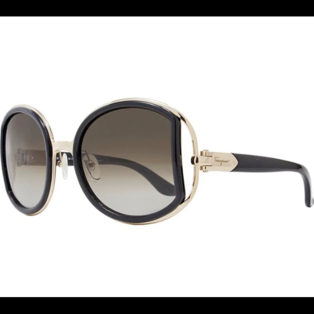 Salvatore Ferrigamo black w/ gold accent frames